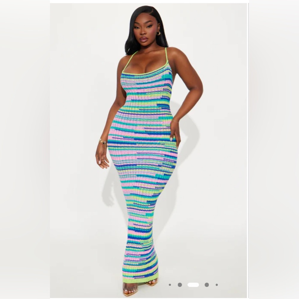 Astrid Crochet Maxi Dress - Pink/combo